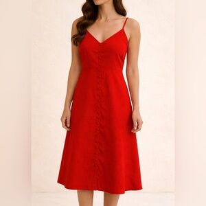 ASOS Midi Button-Through Sundress ☀️ | Vibrant Red | Size 12 | NWT